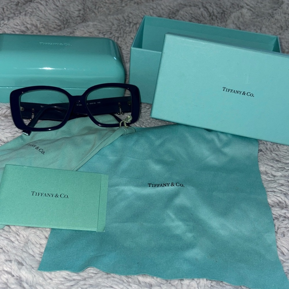 Tiffany. Co TF2235 Square Eyeglasses 8385-Spectrum
Blue with gold tone in EUC. - Picture 9 of 17